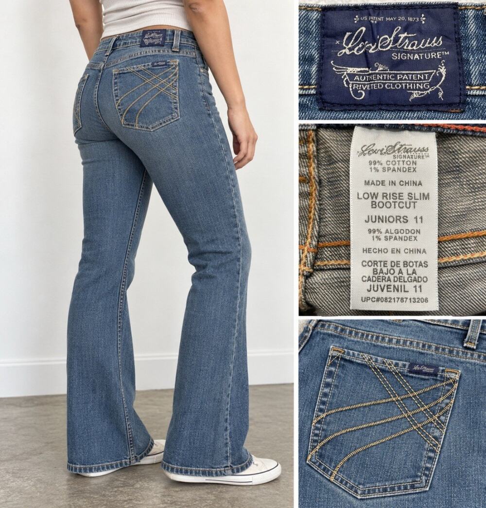 Y2K Indie Sleaze Levi Strauss Signature Bootcut Jeans Sz 11 Medium Wash Denim